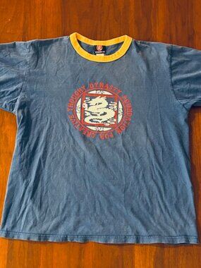 Vintage Diesel "Thought Dynasty Foundation for Creative" Men's Blue/Yellow T, L